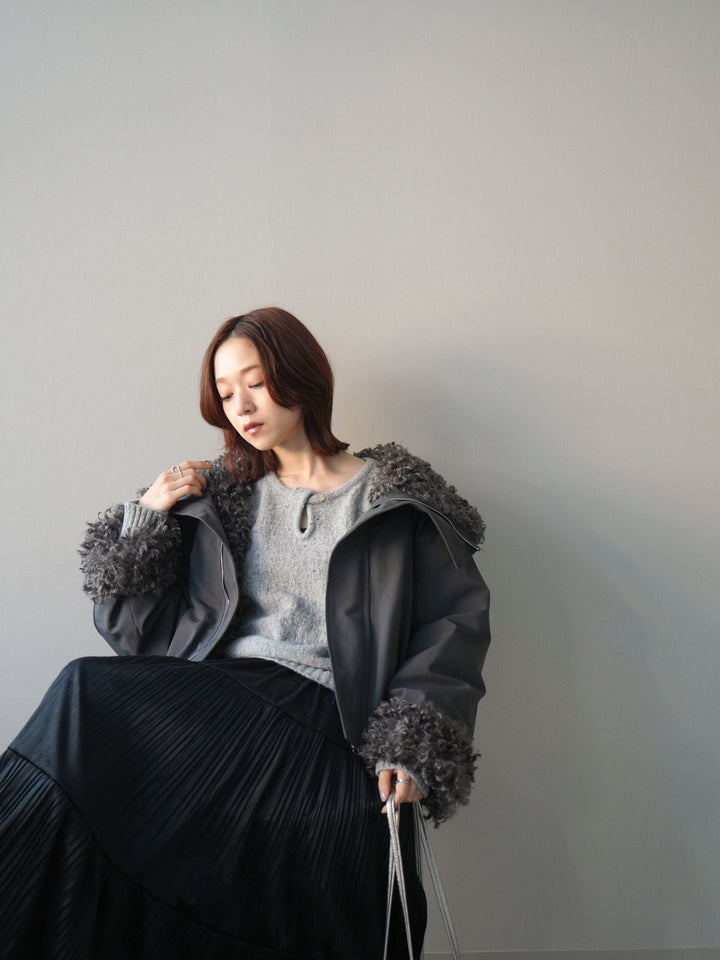 [SET]プードルファーダウンジャケット+ベロアティアードワッシャースカート(2set)