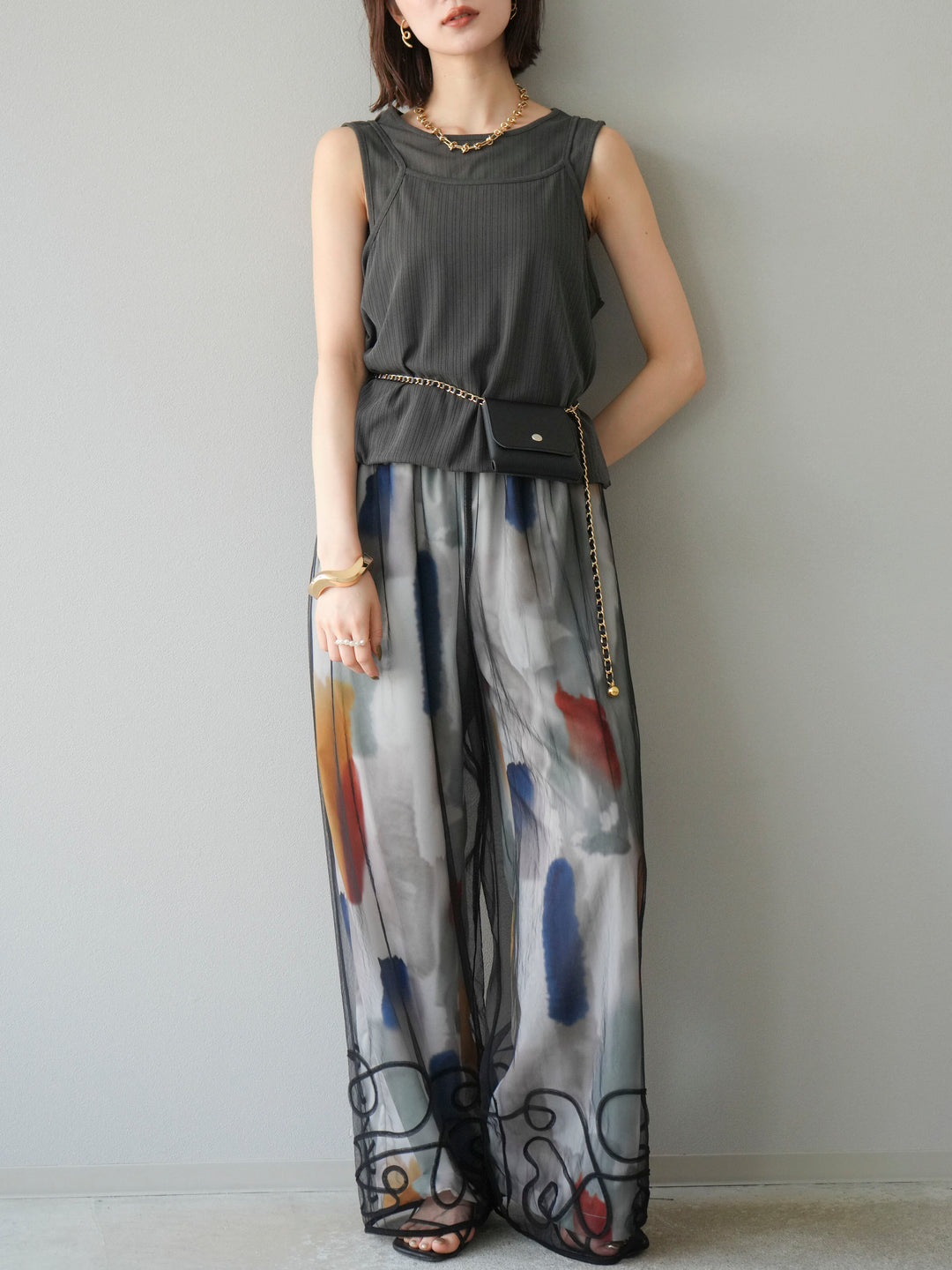 [預訂] Ice Touch 2WAY Design 吊帶背心/炭灰色