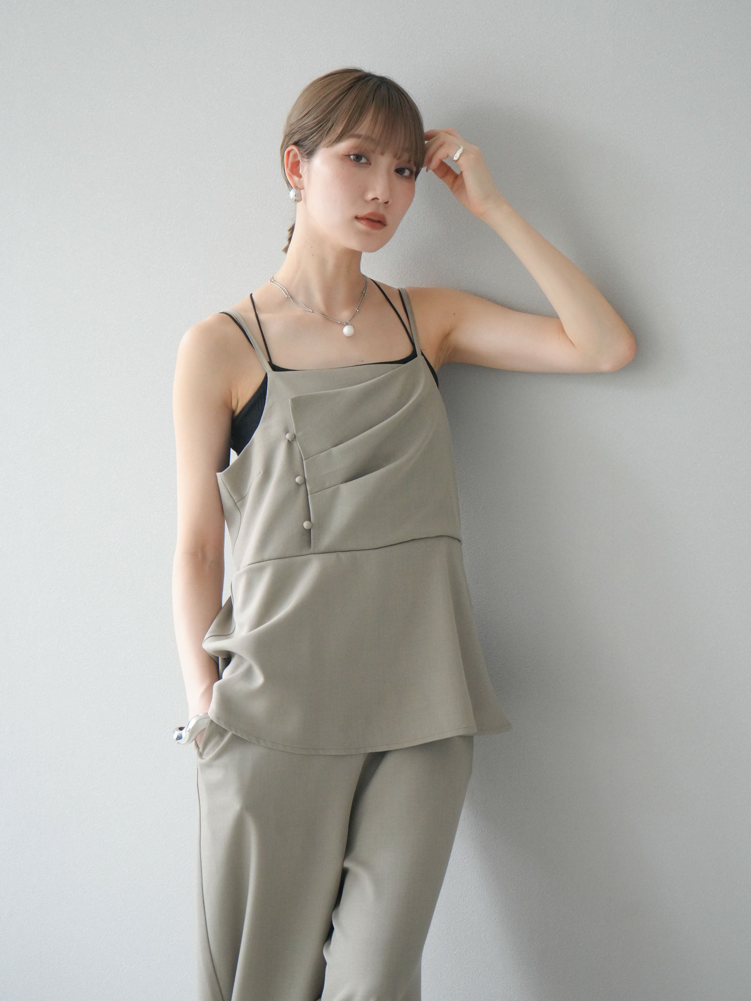 シルクコットンキャミソールレイヤーオールインワン 予約]リネンタッチレイヤードキャミオールインワン/グレージュ – Lumier