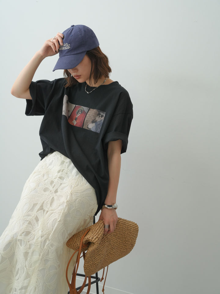 [SET]スリードッグフォトボックスTEE+フラワーレースレイヤードスカート(2set)