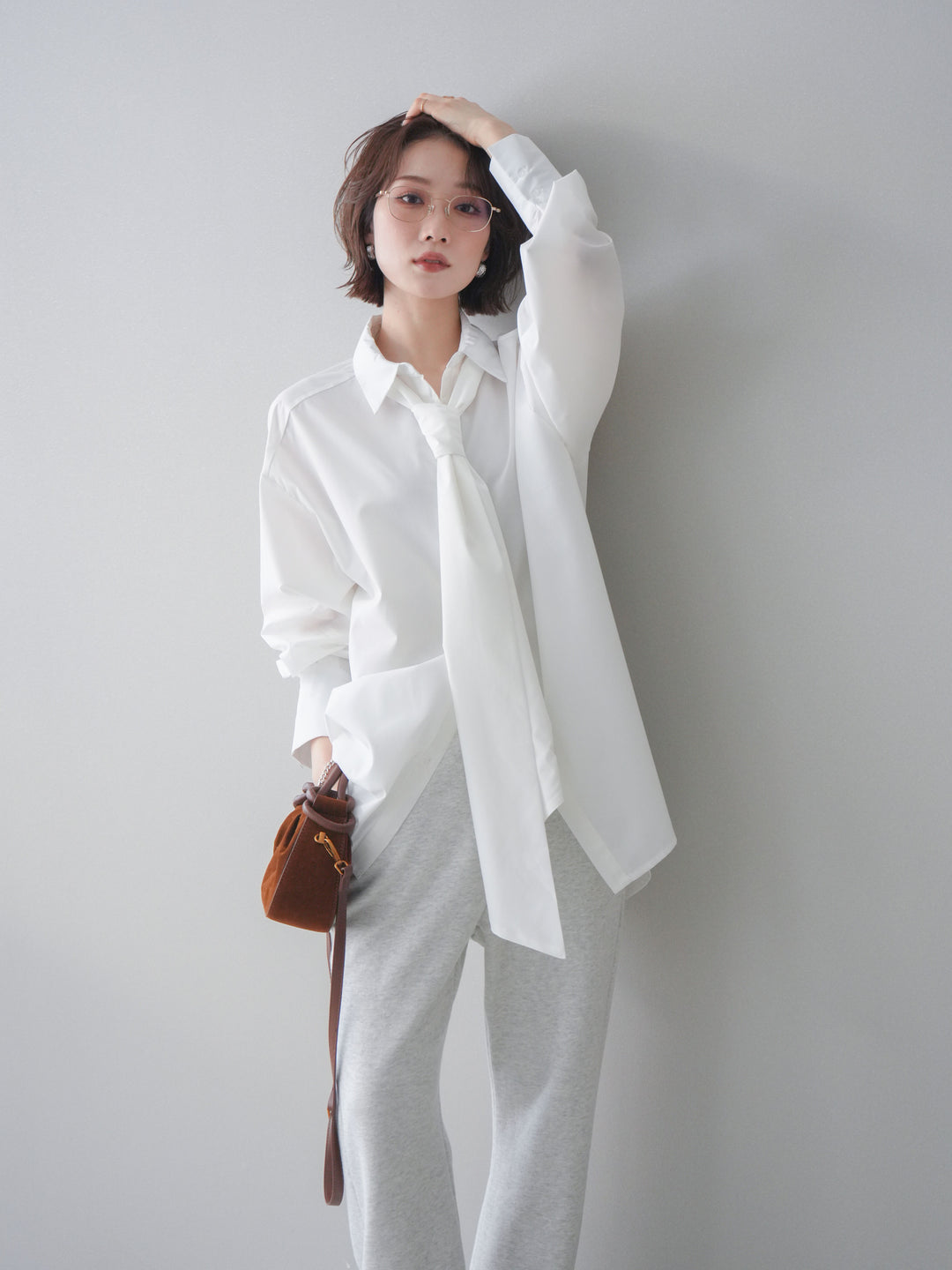 [SET]ボウタイ付オーバーシャツ+選べるアクセセット(2set)