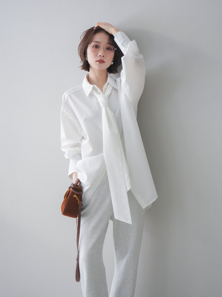 [SET]ボウタイ付オーバーシャツ+選べるアクセセット(2set)