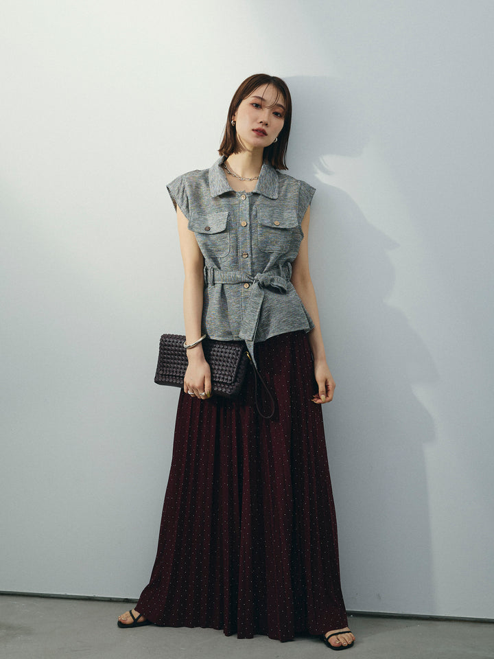 [予約]ミックスヤーンメッシュブラウス/ブラック