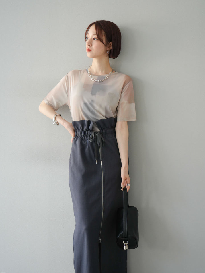 [套裝] 水彩藝術透視T卹 + Heather Ester 褶皺拉鍊裙 (2套)