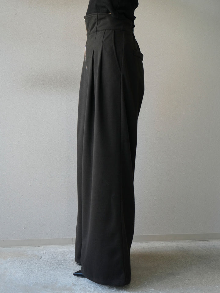 [予約]ウールタッチフロントジップパンツ/black