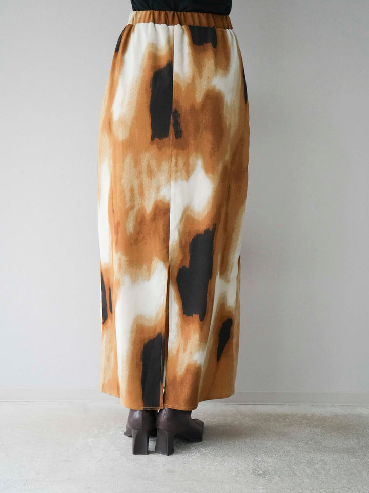 [予約]ニュアンスプリントIラインスカート/ブラウン