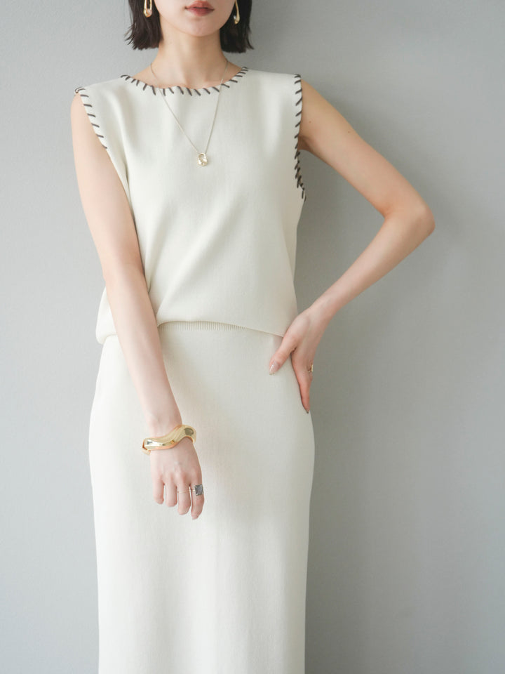 [SET] 亞麻手織套頭衫 + 亞麻手織緊身裙 (2 件套)