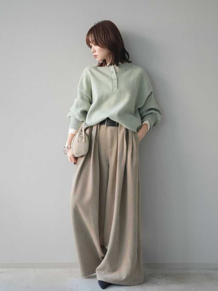 [予約]ベルトデザインループコールテンワイドパンツ(ベルト付き)/beige