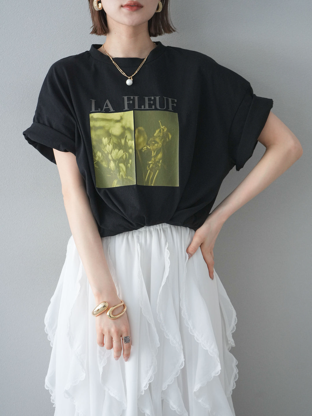 [予約]カラープリントビッグTシャツ/ブラック2