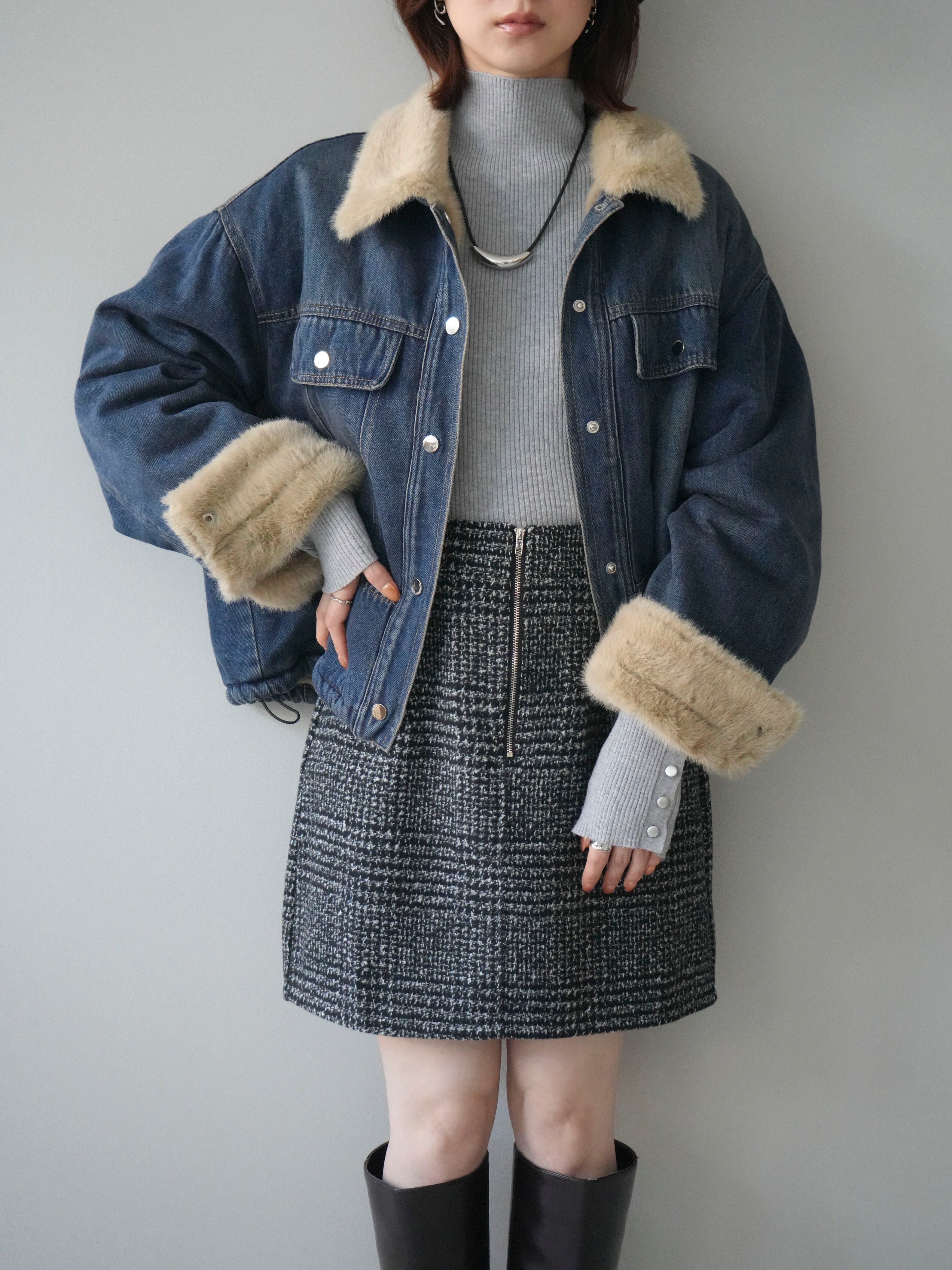 美品Blumarine ファー付きデニムジャケット 予約]デニム×ファーステンカラーショートジャケット/blue – Lumier