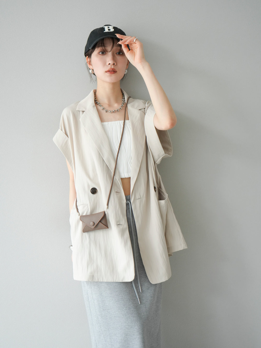 [預購]波浪滾邊杯裸色吊帶背心/可脫