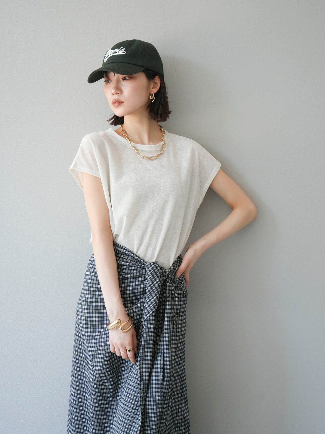 [SET]シアーベロアプルオーバー+サイド巻きツイルスカート(2set)