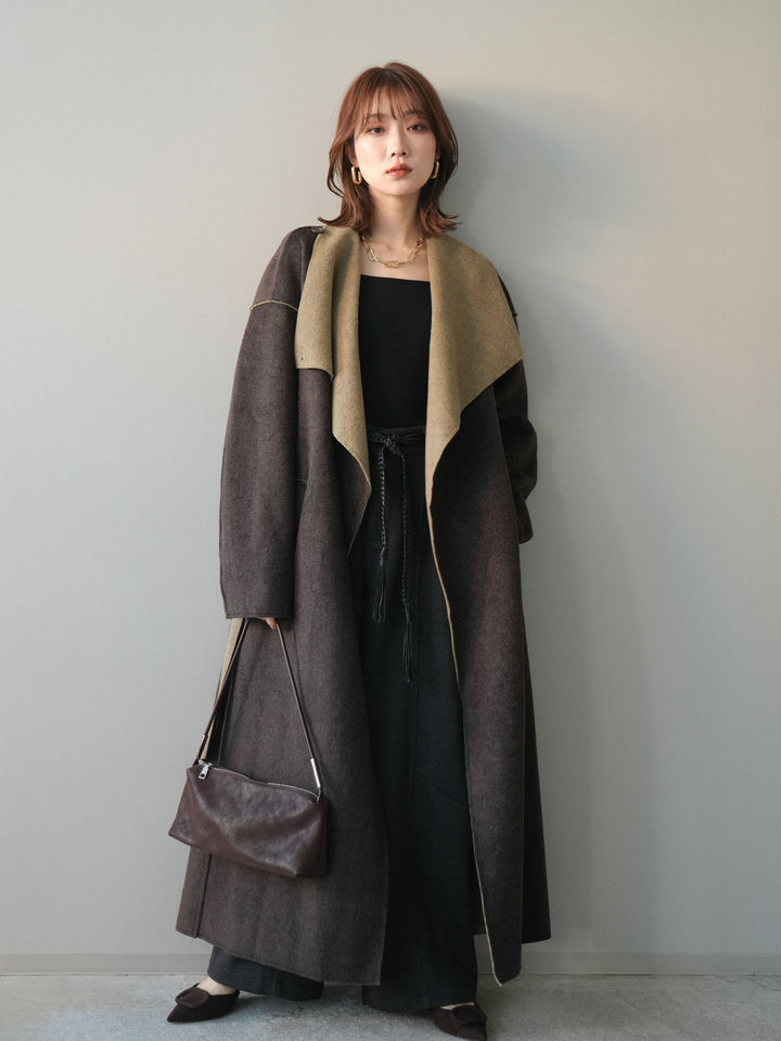 [予約]ベルト付裏起毛センターシームカーブパンツ/charcoal