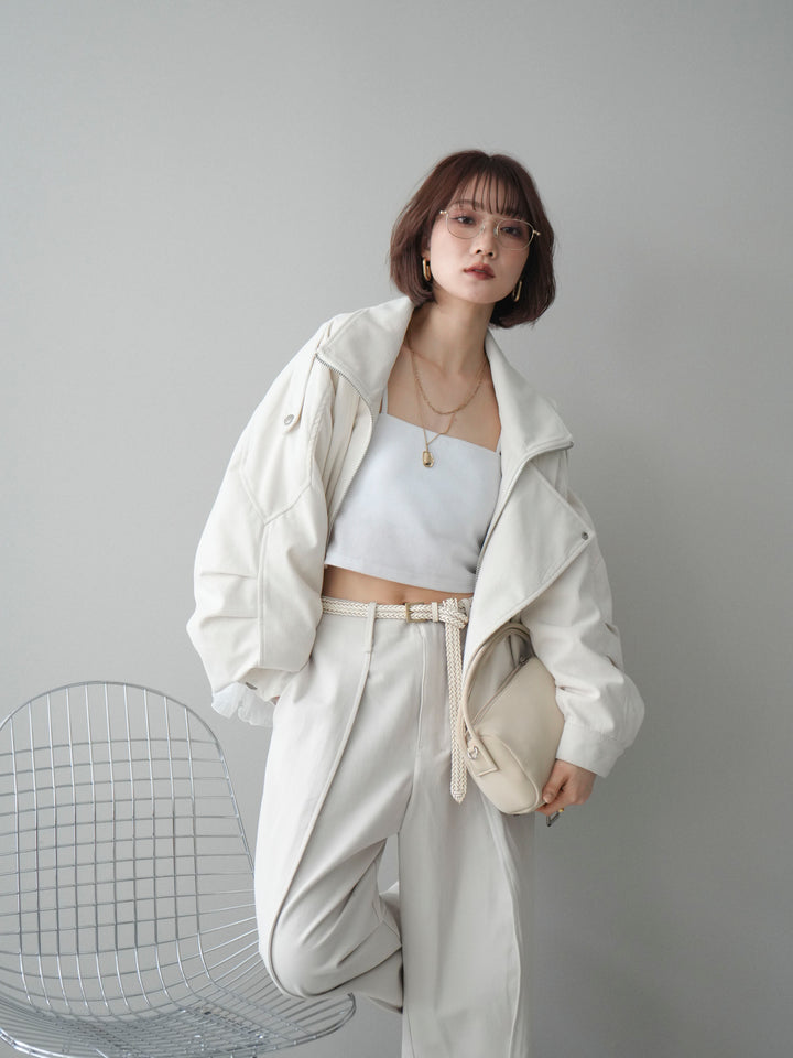 [予約]コーデュロイライダース裾レースブルゾン/offwhite