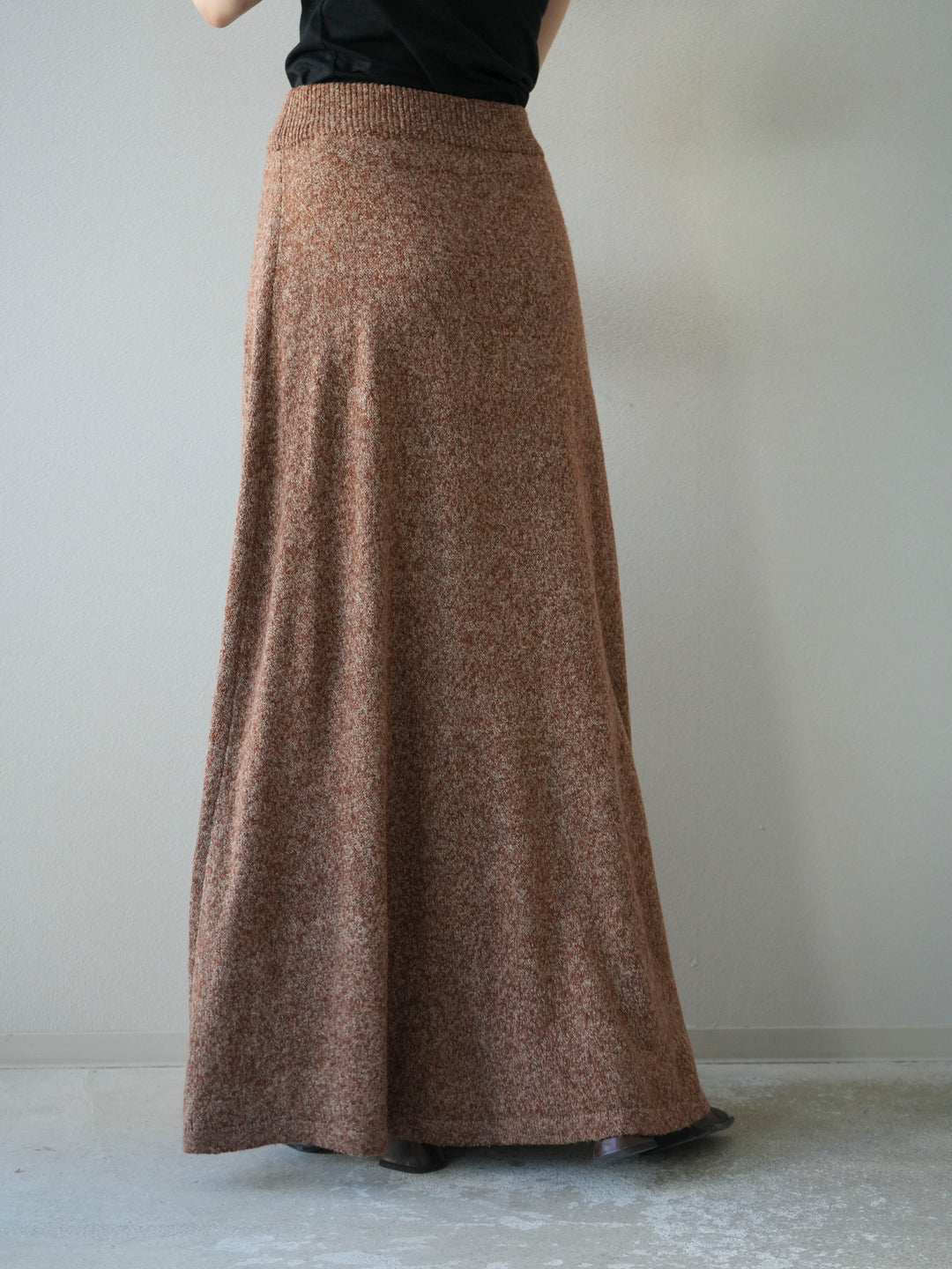 [予約]ミックスヤーンニットスカート/オレンジ