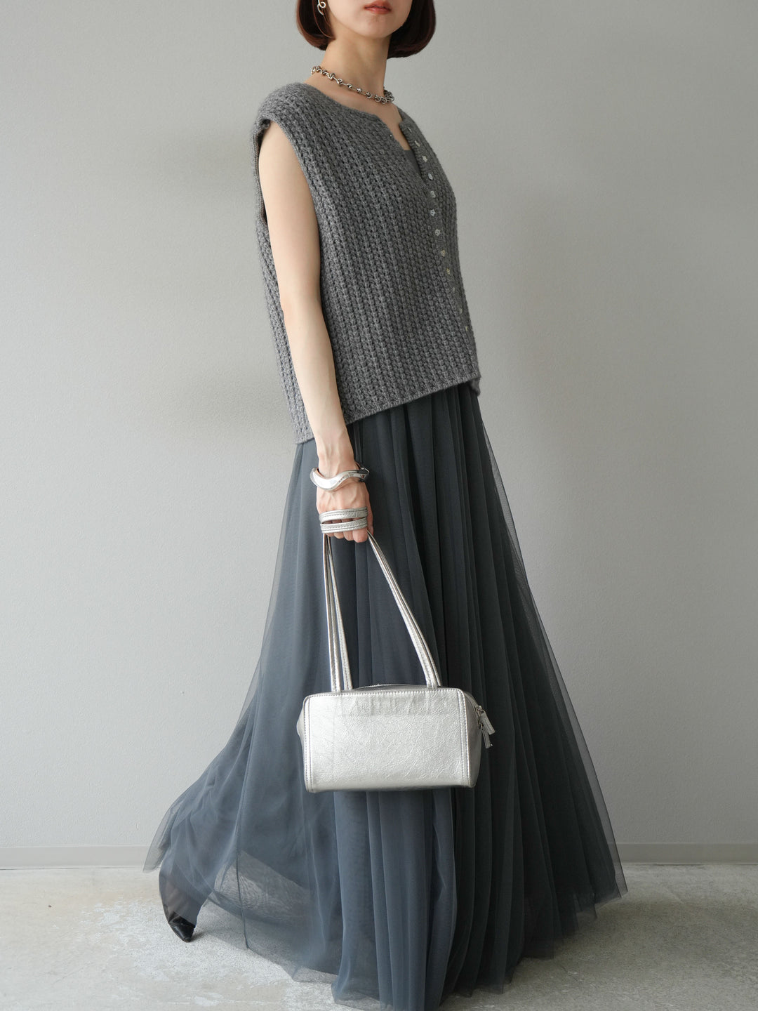 [予約]チュールボリュームスカート/グレー