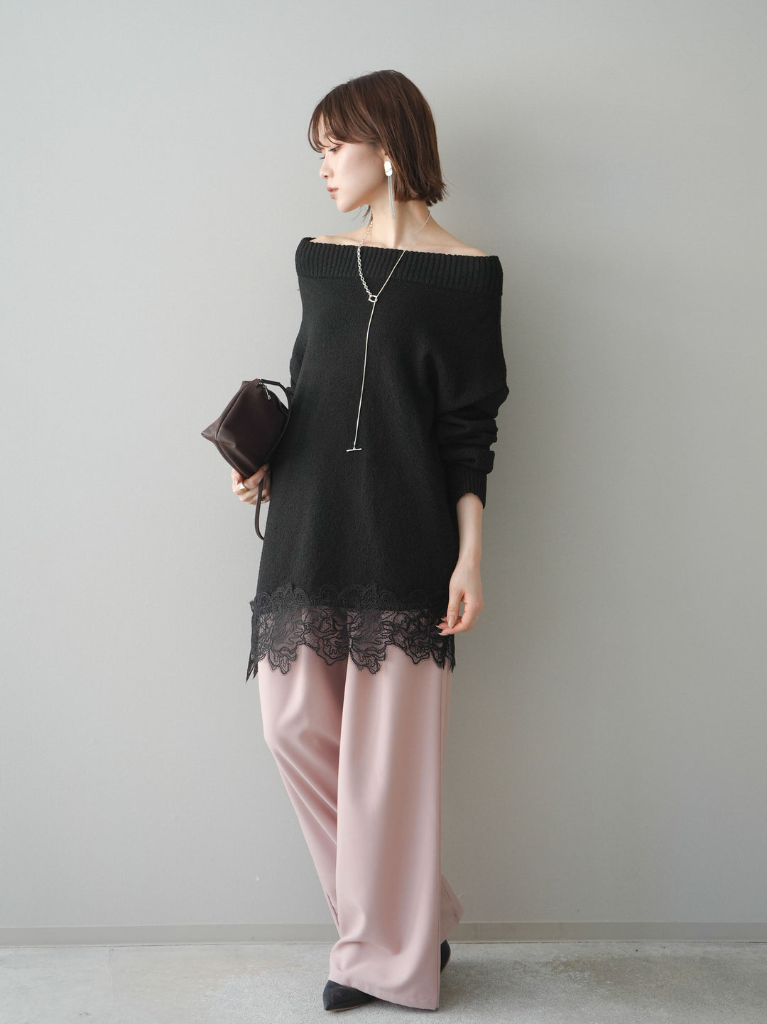 [予約]ベルト付キーホルダーモチーフワイドパンツ/pink