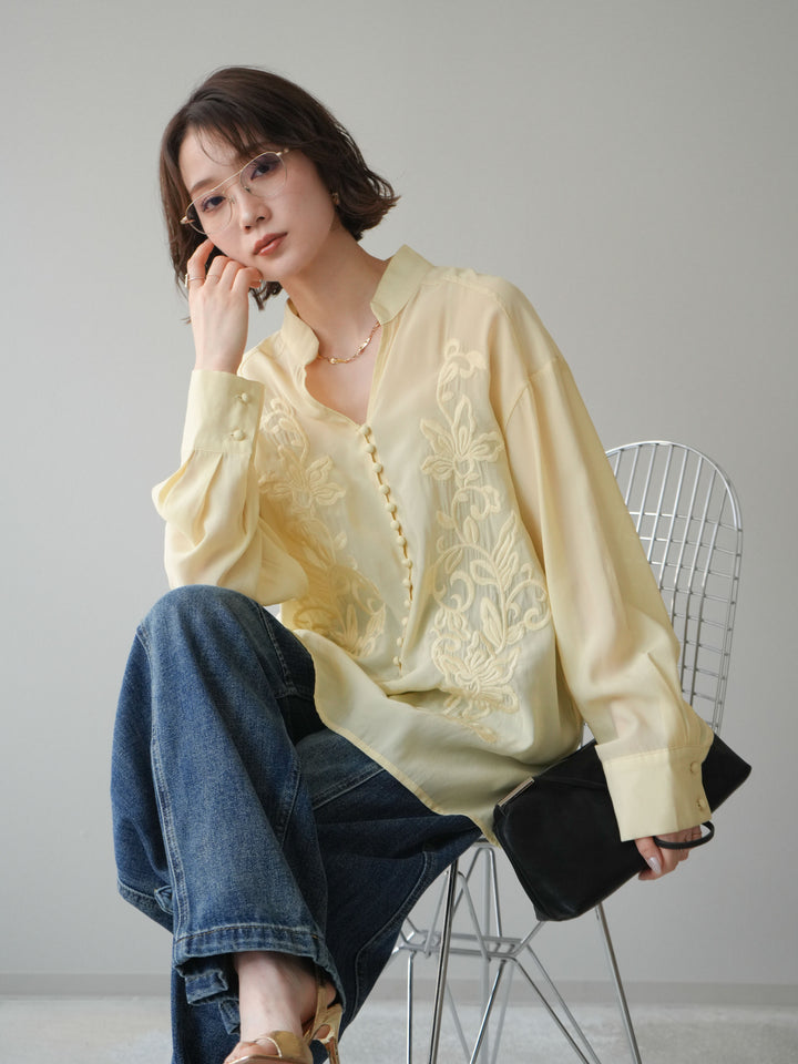 [予約]フロントコードエンブロイダリーブラウス/yellow