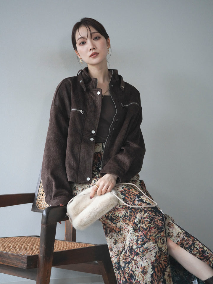 [予約]スエードジップデザインブルゾン/brown