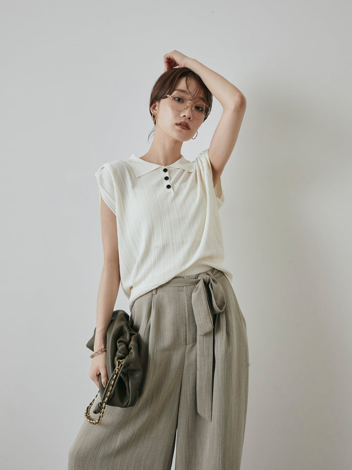 [予約]ランダムリブポロニットベスト/オフ