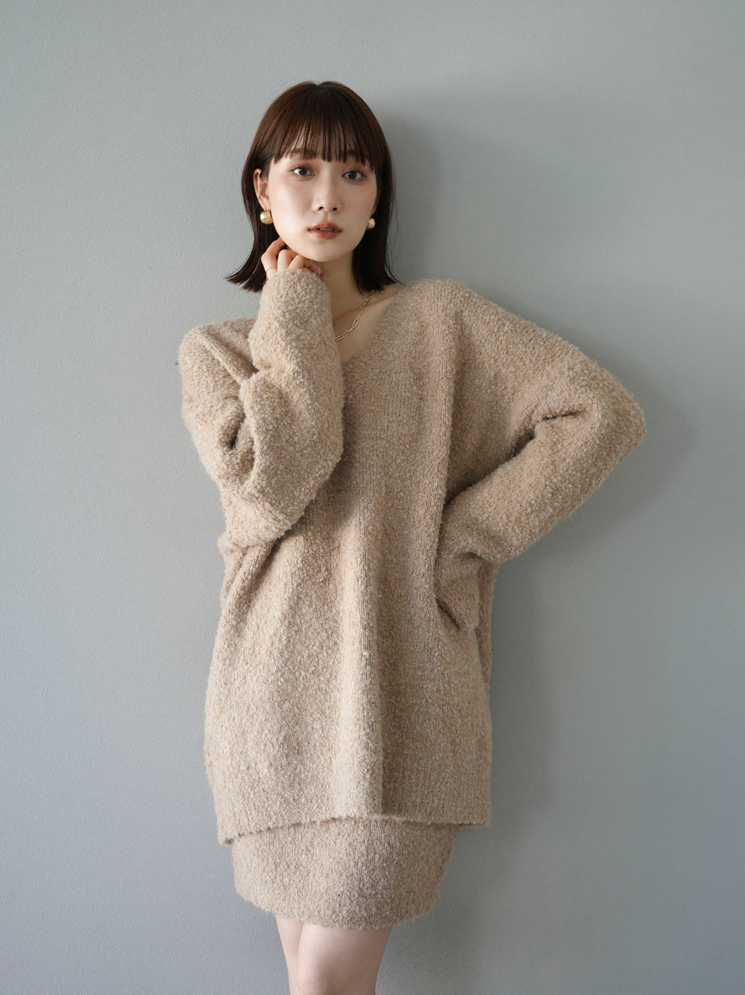 [SET] 橢圓針織衫 & 迷你裙 SET UP