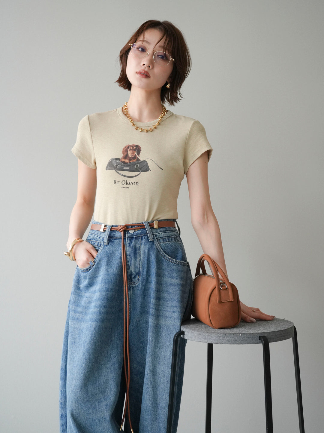 【預購】狗狗迷你T卹/米色