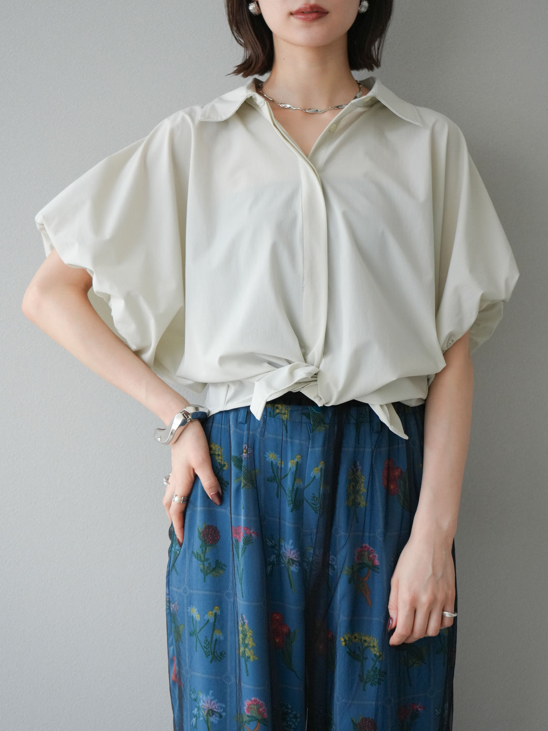 [予約]ICE TOUCHパフスリーブシャツ/オフグレー