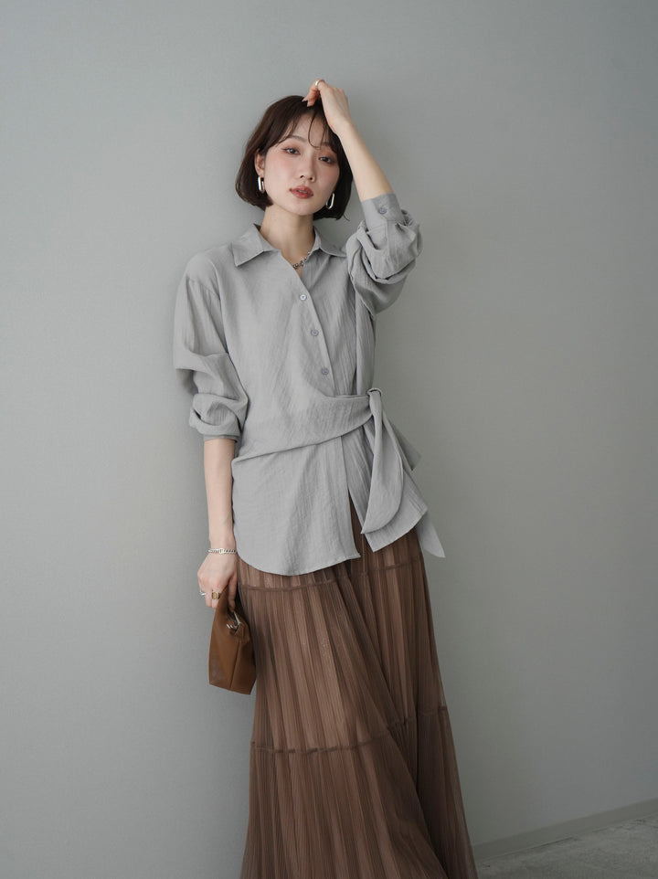 [予約]フロントアシンメトリーブラウス/gray