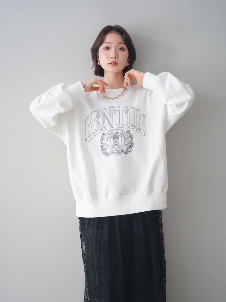 [予約]カレッジロゴ刺繍BIGスウェットプルオーバー/offwhite