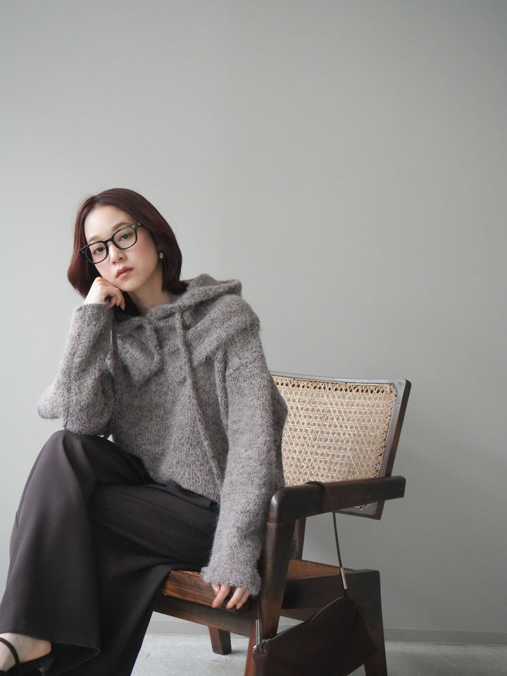 [SET]バラクラバSETニットプルオーバー+ベルトループデザインワイドパンツ(2set)