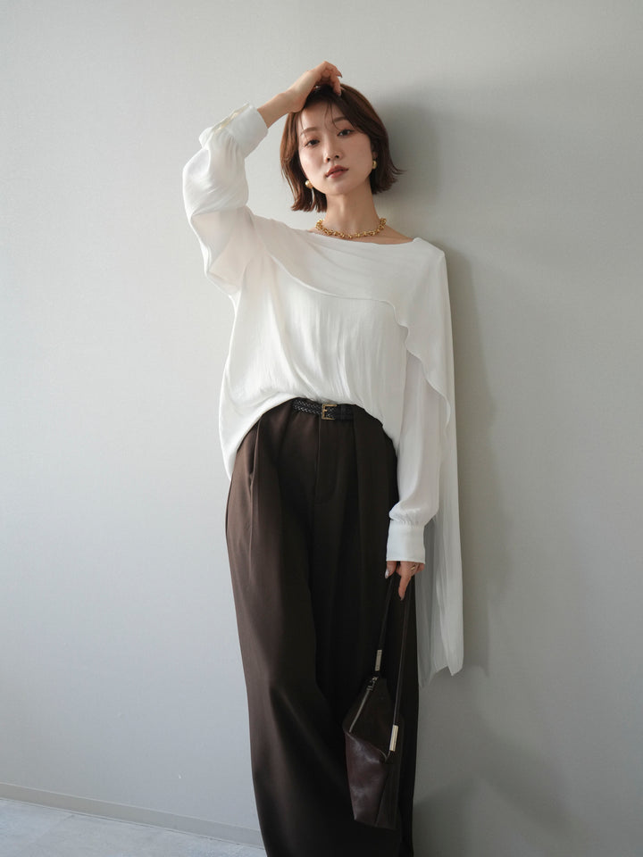 [予約]シルキードレープブラウス/white