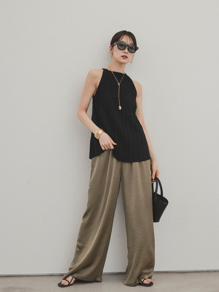 [予約]サテンイージーパンツ/カーキ