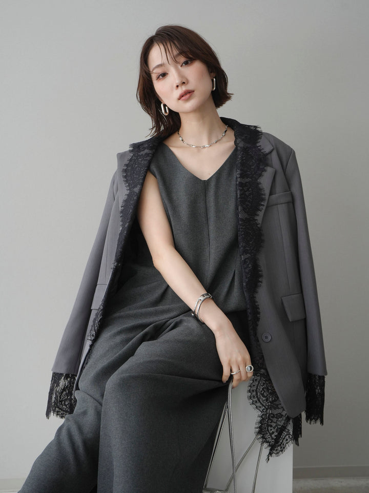 [予約]レースドッキングオーバージャケット/gray