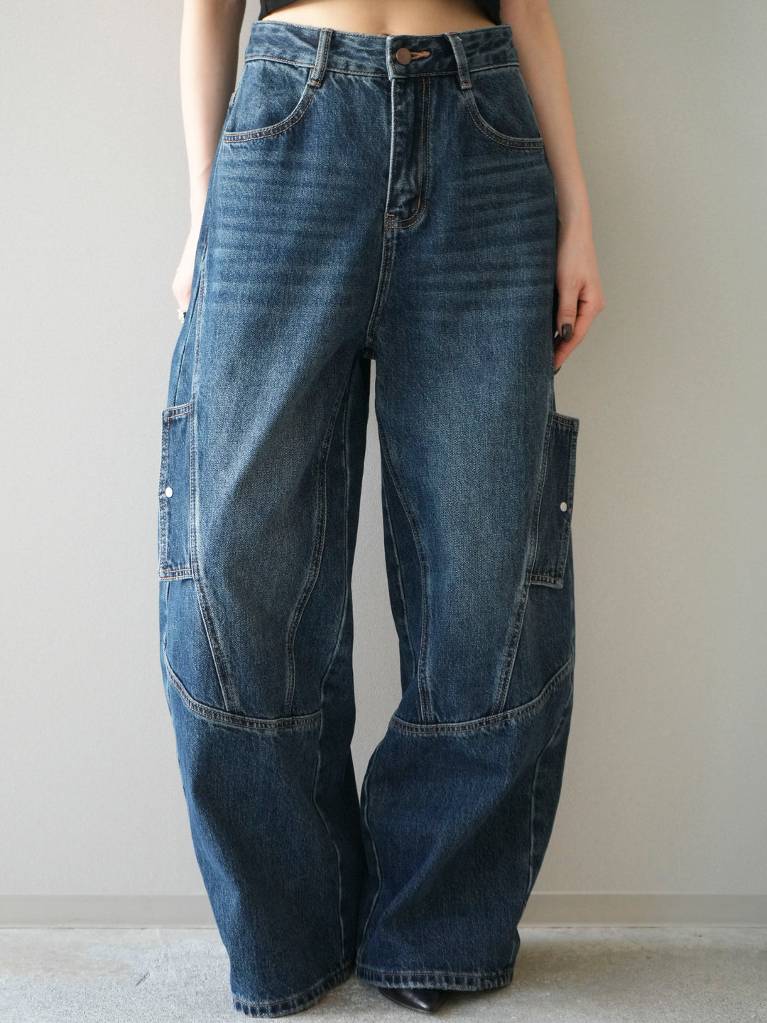 [予約]カーゴデザインコクーンデニムパンツ/navy