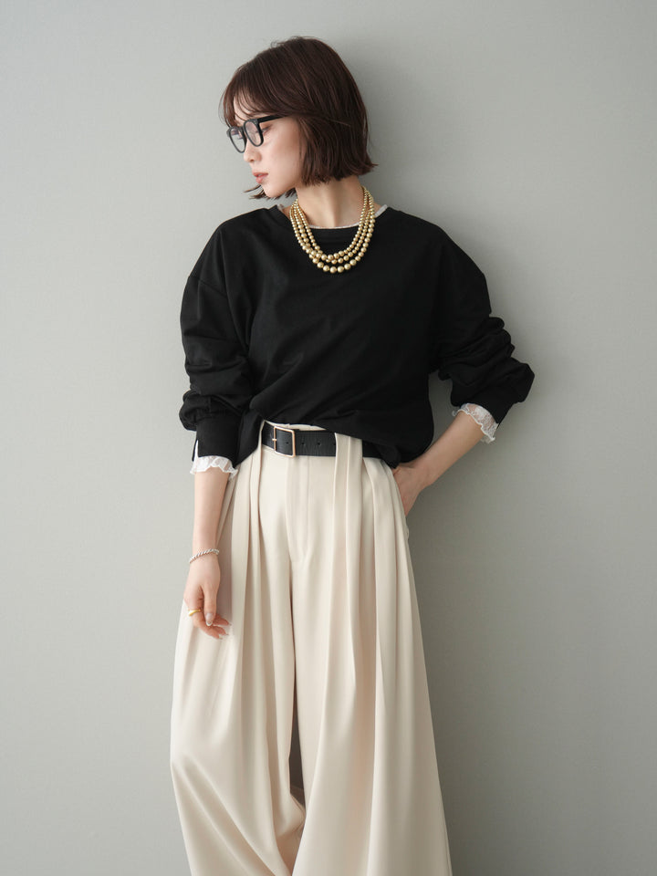 [予約]袖レースカットバルーンプルオーバー/black