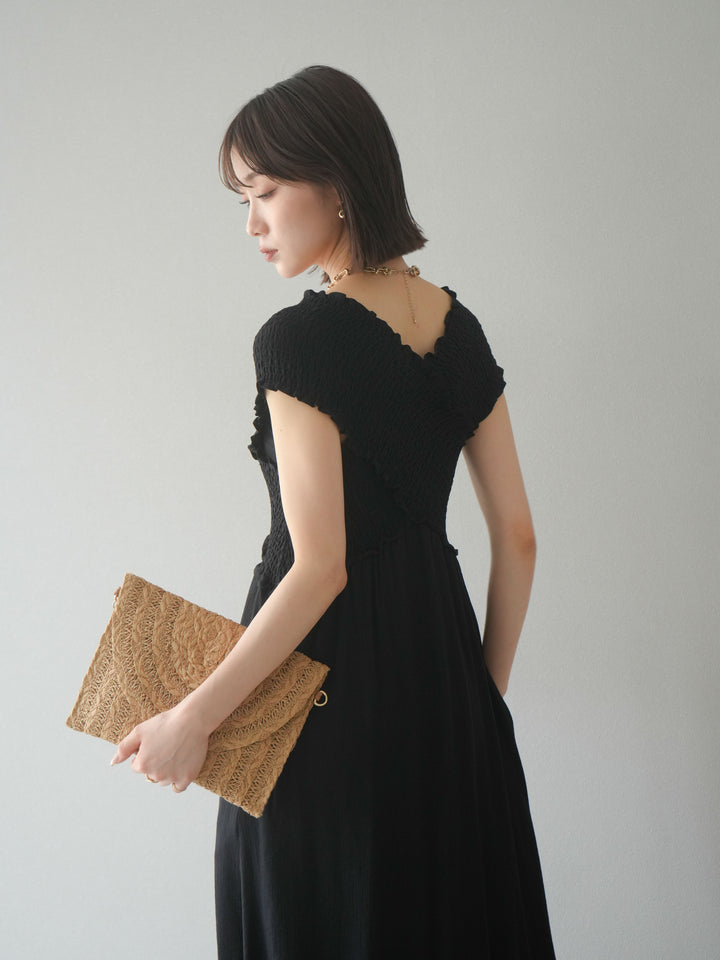 [SET]シャーリングクロスワンピース+シャーリングクロスワンピース(2set)