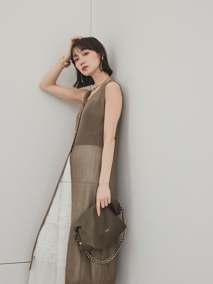 [套裝] 什錦紐扣針織長背心 + 什錦紐扣針織長背心 (2套)