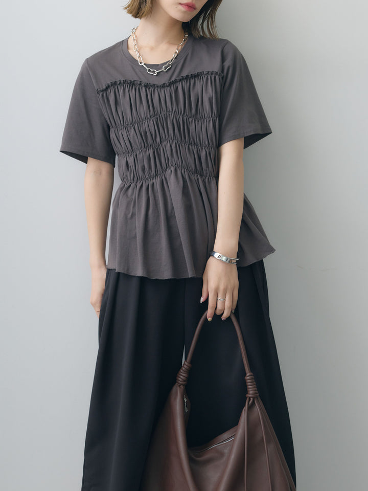 [SET]クールタッチシャーリングTEE+クレープデシンタックワイドパンツ(2set)