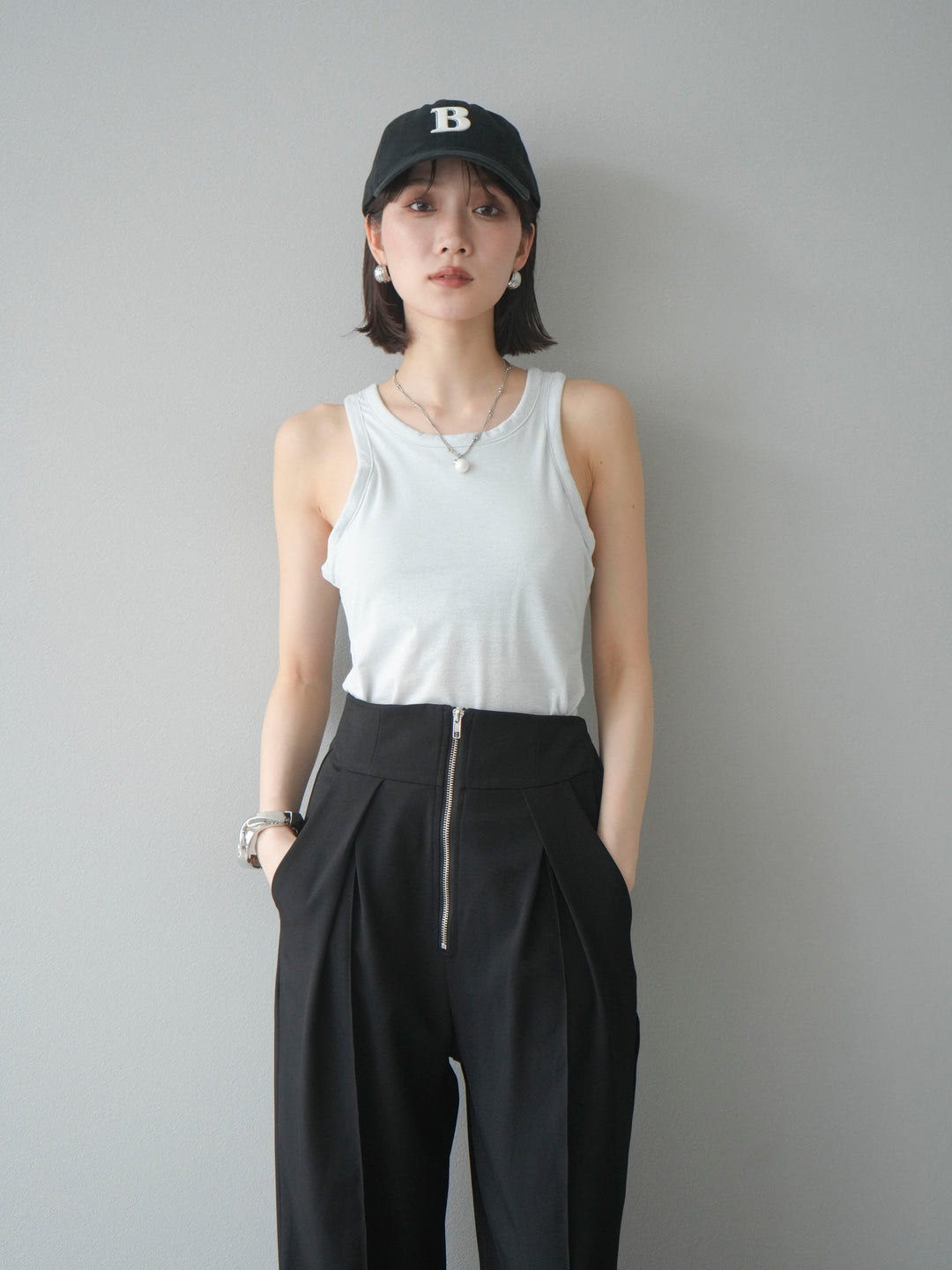 [予約]カップ付きラメアメスリブラトップ/オフ