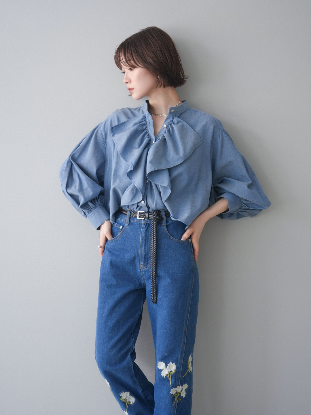 [SET]ラッフルフレアショートブラウス+ラッフルフレアショートブラウス(2set)