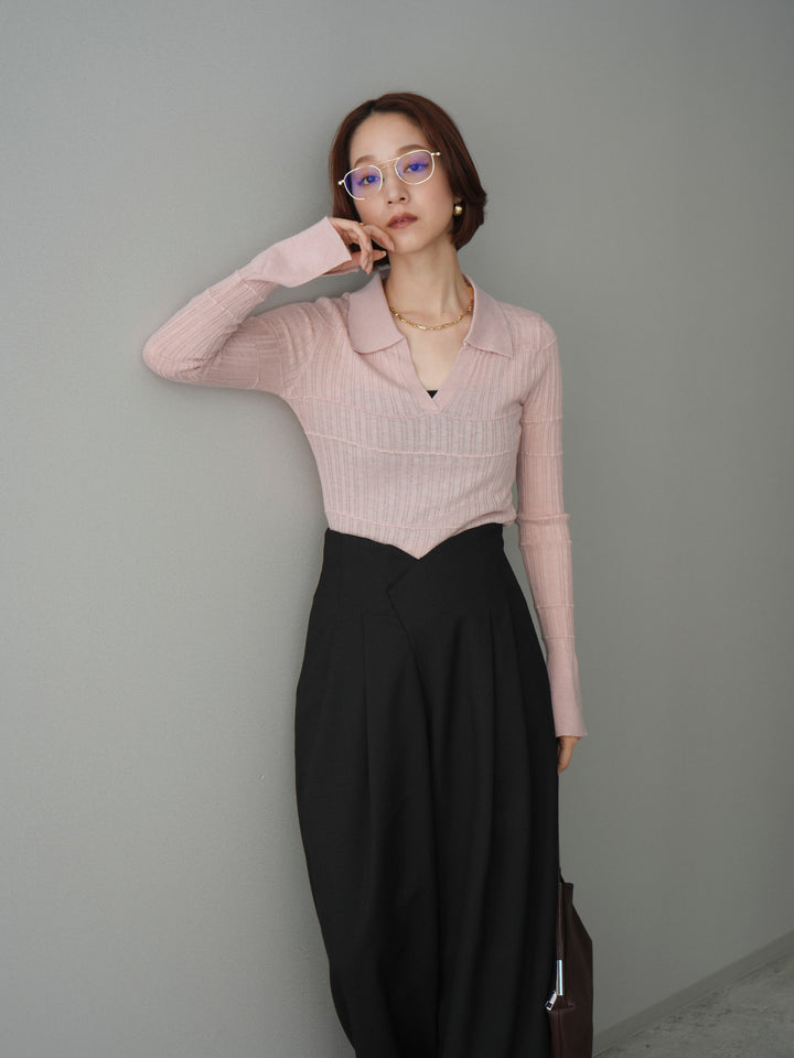 [予約]シアーリブスキッパーニットトップス/pink