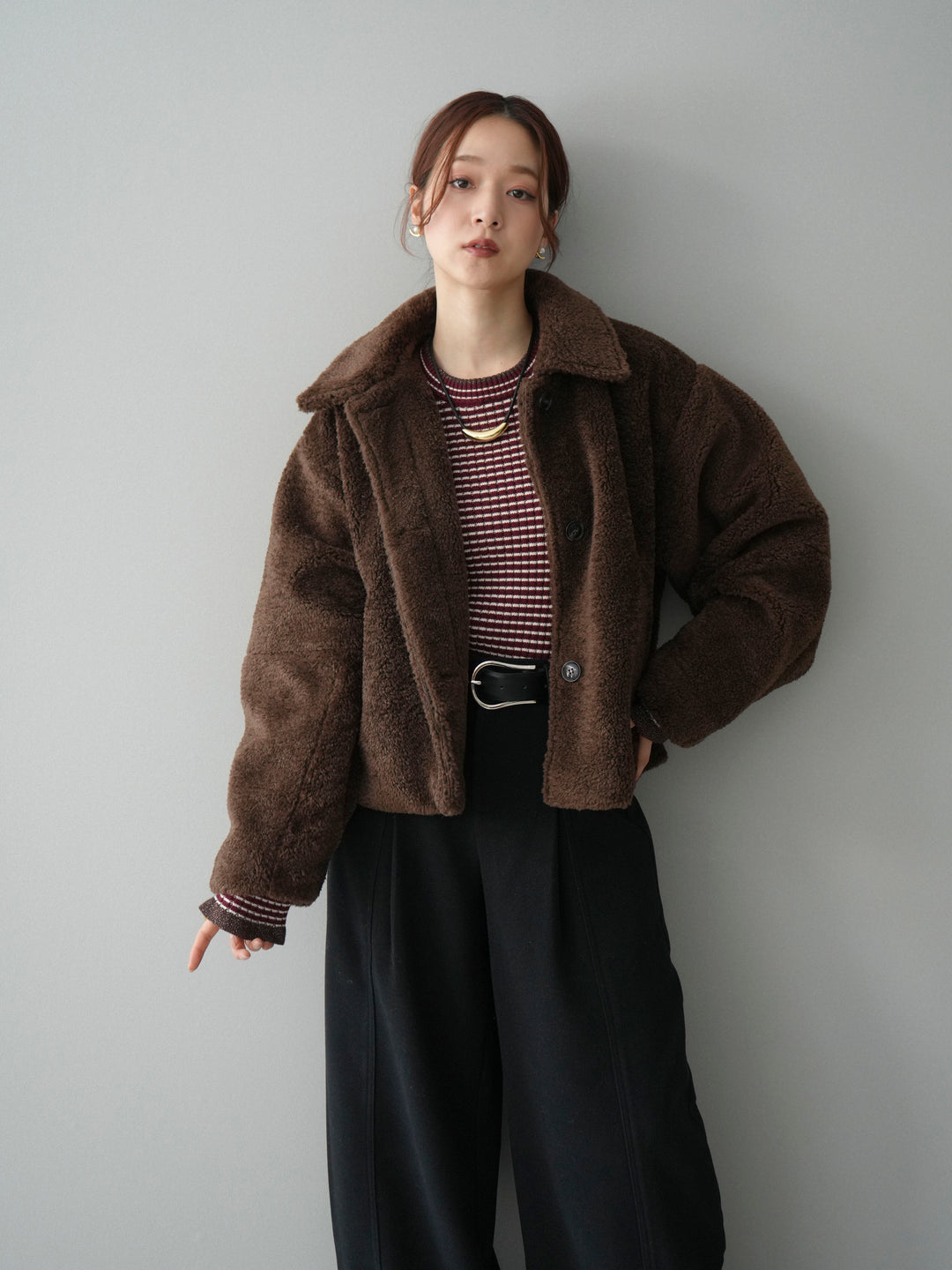 [SET]エコファーステンカラージャケット+選べるアクセセット(2set)