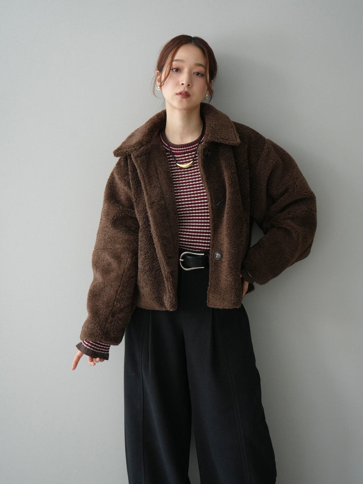 [SET]エコファーステンカラージャケット+選べるアクセセット(2set)