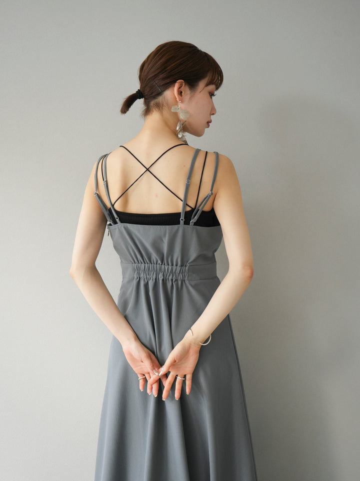 [Pre-order] Crepe Chiffon Double Camisole Dress/Gray