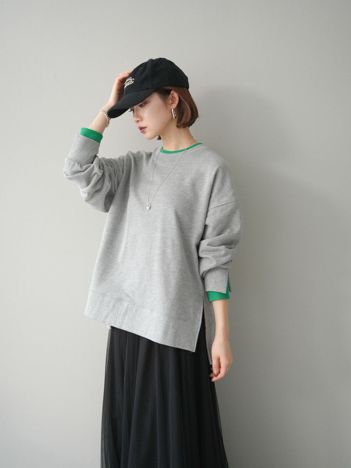 [SET]配色レイヤードデザインスエットプルオーバー+チュールボリュームスカート(2set)