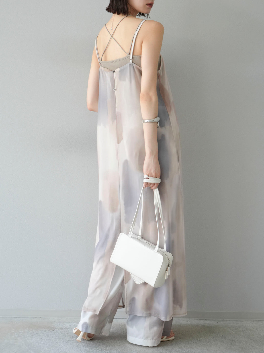 [SET]水彩アートシアーキャミワンピース+水彩アートイージーパンツ(2set)