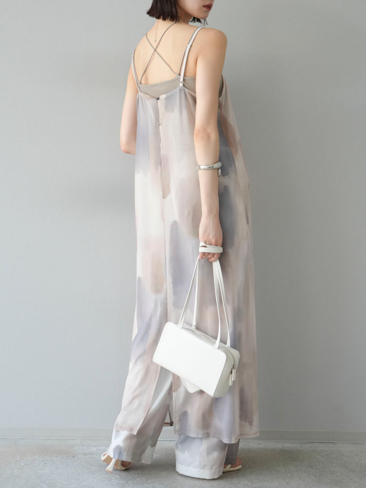 [SET]水彩アートシアーキャミワンピース+水彩アートイージーパンツ(2set)