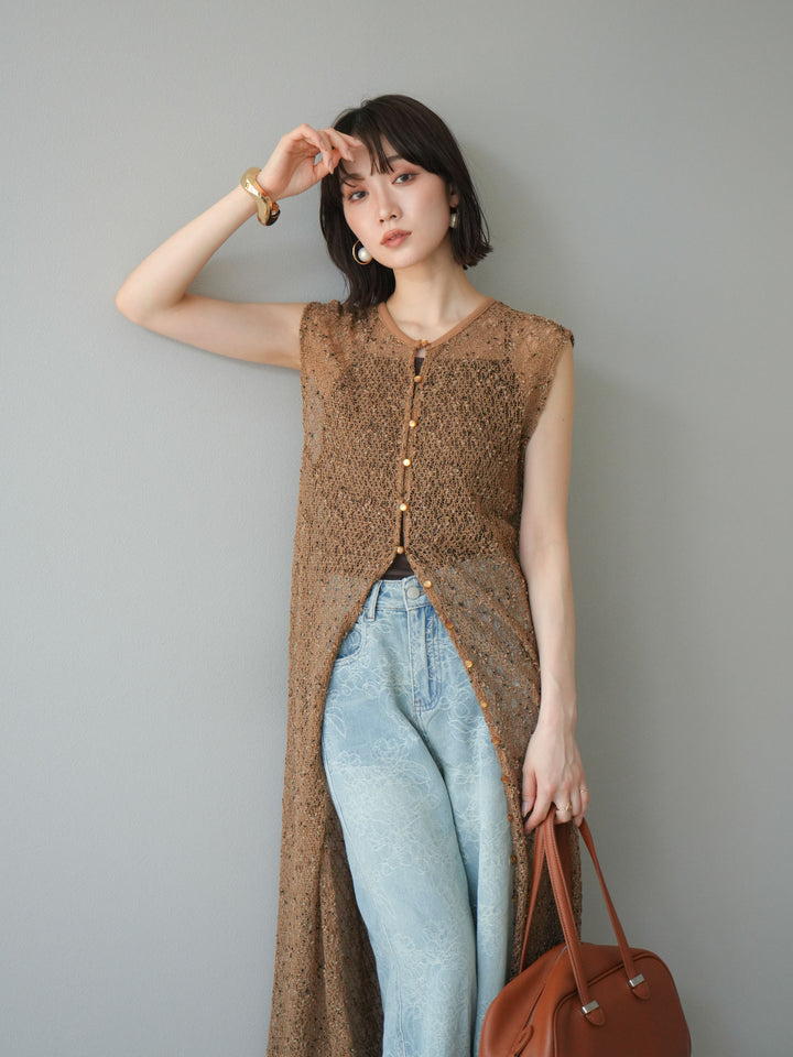 [予約]2WAYネップメッシュワンピース/ブラウン