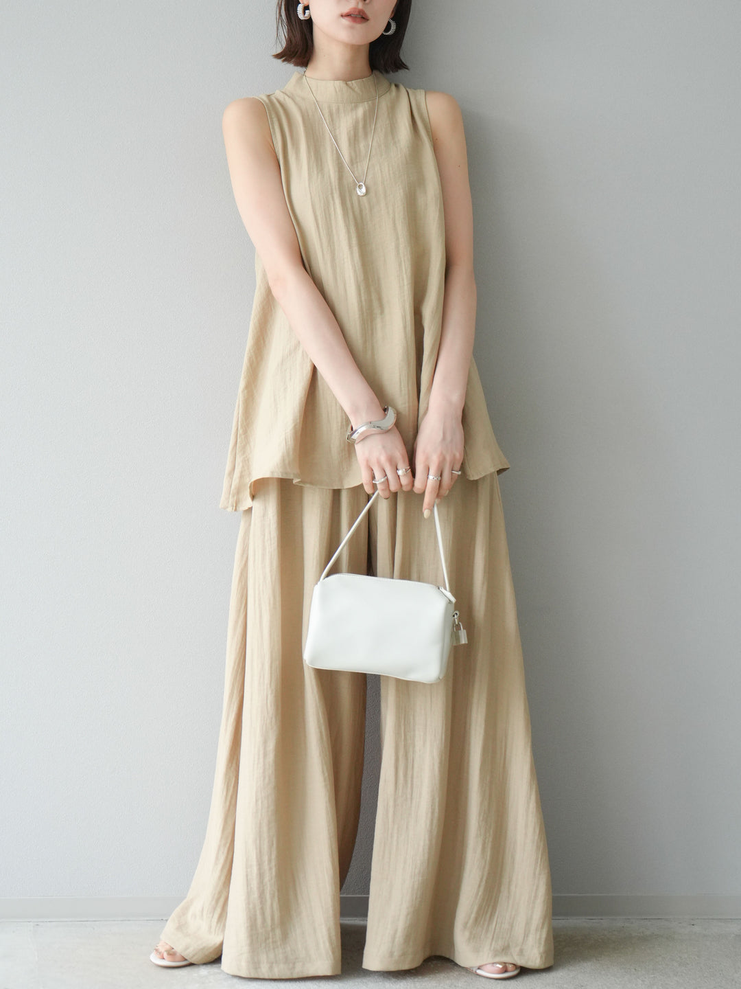 [SET]ホルターネックバックスリットブラウス＆スーパーワイドパンツSET UP(2set)