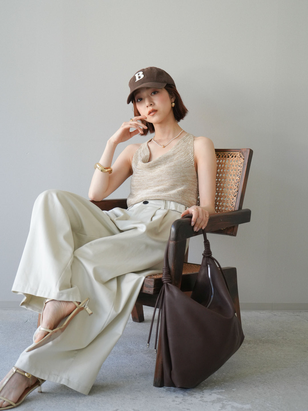 [予約]メランジニットアメスリトップス/beige